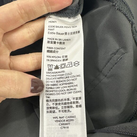 Eddie Bauer Mens Tech Gray Cargo Pants Size 36x30 Outdoor Gorpcore Hiking - Picture 9 of 10